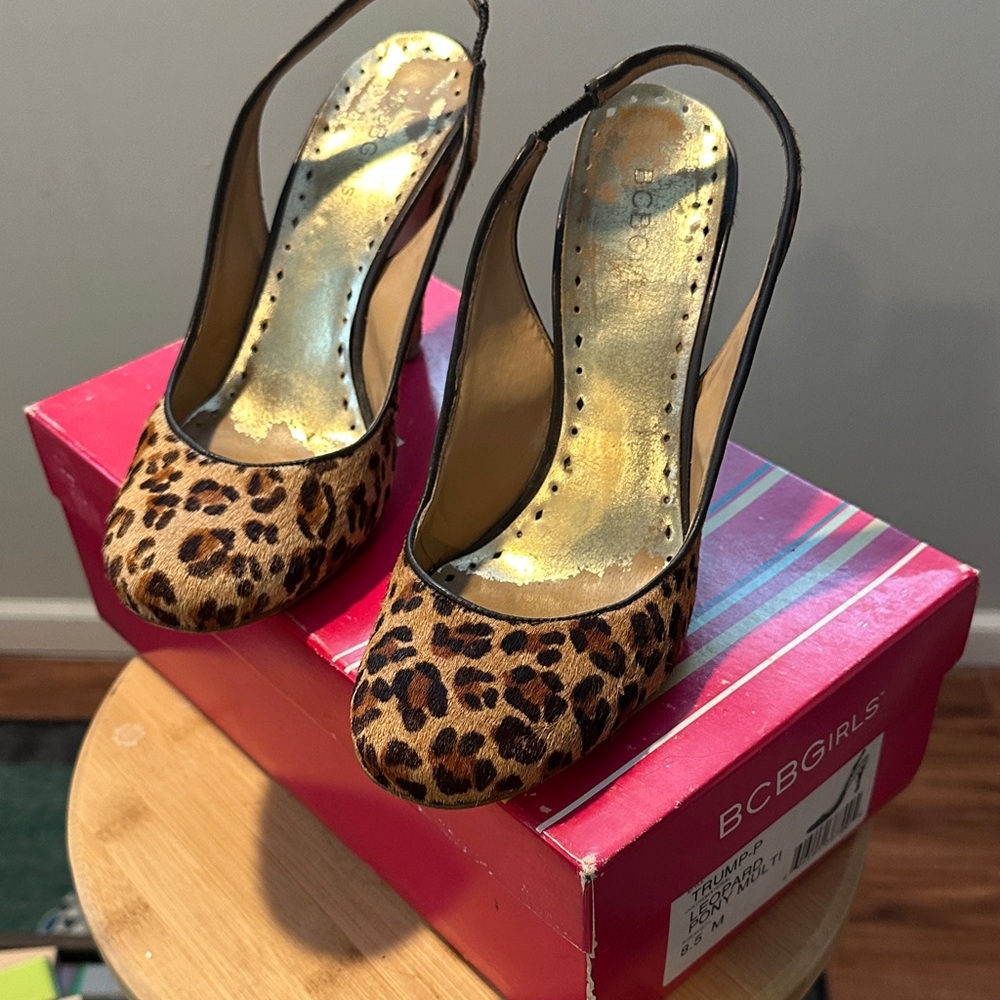 BCBGirls Animal Print Slingback Heels